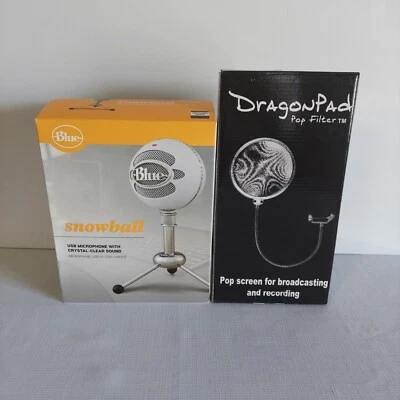 Blue Microphones Snowball USB Microphone Textured White w/ Dragon Pad Pop Filter - Image 1 of 4