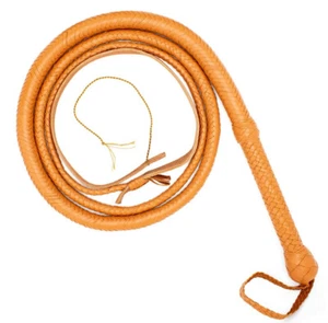 Genuine Cowhide Bull WHIP 04 TO 16 FEET Long 16 Plaits Brown Indiana Jones Whip - Picture 1 of 5