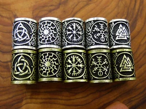 10Pcs Norse Viking Celtic Beard Dreadlock Beads Beard Beads Valknut Hair Beads - Picture 1 of 8