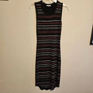Aritizia Wilfred Free Sleeveless Bodycon Midi Tank Striped Black Dress XS - Picture 1 of 5