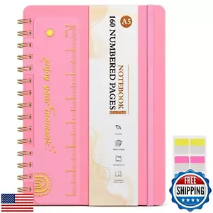 Lined Spiral Notebook Journal, 160 Numbered Pages A5 College Ruled Notebook, - Picture 1 of 5