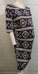 NWT PINK BLUSH MATERNITY DRESS Size XL TRIBAL Print Short Sleeve ruched side - Picture 1 of 11