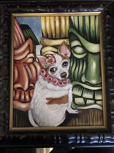 PERSONALIZADO TIKI perro Retrato mascota retrato de tu perro gato 8 x 10 LIENZO Chihuahua - Imagen 1 de 1