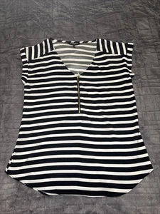 Express blouse top collared 1/4 zipper size Medium stripped pullover - Picture 1 of 6