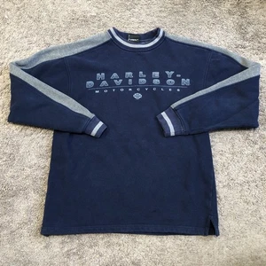 Vintage Harley Davidson Crewneck Sweatshirt Men’s Size Small Blue Fleece Y2K - Picture 1 of 10