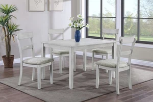 Rustic Farmhouse Dining Set: 5-Piece White/Gray - Picture 1 of 6