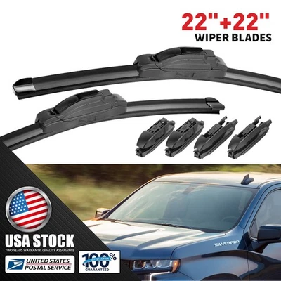 22"&22" Bracketless Windshield Wiper Blades For Ford F-350 Super Duty 2008-2021 - Image 1 of 4
