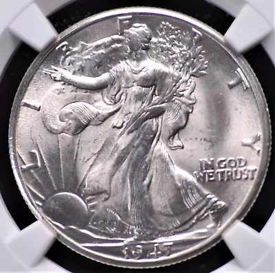 1947 D WALKING LIBERTY HALF NGC MS 64 EXCELLENT WHITE SATIN MINT BLOOM AND WELL - Image 1 of 3