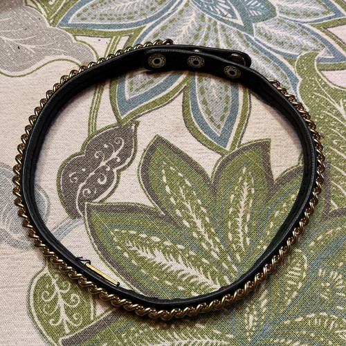 VETEMENTS Collana girocollo Cookie Lee in pelle nera tono oro 14 16"