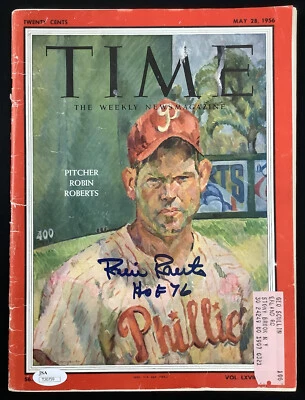 Robin Roberts Signed Time Magazine 11/16/09 No Label Phillies Auto HOF Insc JSA - Image 1 of 4