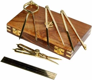 Juego de 5 herramientas de dibujo de latón navegación marina proporcional divisor brújula  - Imagen 1 de 3