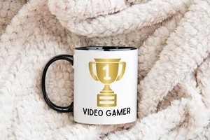 number 1 video gamer mug one trophy black mug - Picture 1 of 1