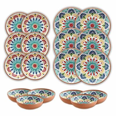 Purely Home Rio Medallion -18 Piece Outdoor Melamine Dinnerware - Set for 6 - Image 1 of 4
