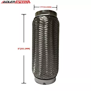 Exhaust Flex Pipe 1.75" inch ID x 8" OL Heavy Duty Stainless Steel Double Braid - Foto 1 di 3