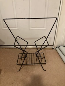 VTG 1950s MCM Metal Wire Magazine Rack Atomic Black - Picture 1 of 18