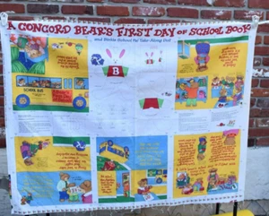 A CONCORD BEAR'S FIRST DAY OF SCHOOL BOOK & TAKE-ALONG DOLL Binkie Fabric Panel  - Picture 1 of 5