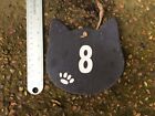 CAT   sign  number plaque real slate