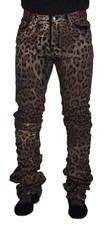 Dolce & Gabbana Multicolor Leopard Print Men Denim Cotton Men's Jeans Authentic