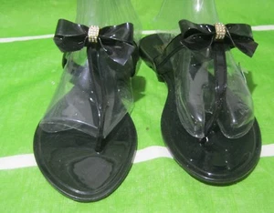 Nueva Sandalia Negra Verano Playa Retro Sin Cordones Jaleas Planas Jalea Mujer Talla 11 - Imagen 1 de 6