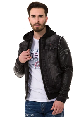 Chaqueta de mezclilla negra Cipo & Baxx Colby para hombre C1290 todas las tallas Foto 1 de 4