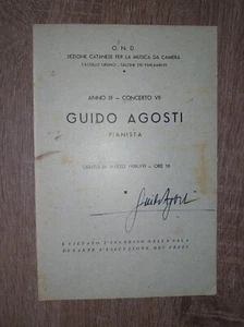 Programma del Concerto di GUIDO AGOSTI pianista -  AUTOGRAFO - 1938 - Foto 1 di 2
