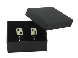 10 x Black Linen Cufflink Boxes Jewellery Packaging Cufflink Gift Storage Boxes - Picture 1 of 3