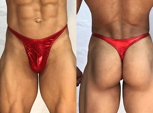 Herren rot metallisch lahm Elasthan Tanga mit Naht/Beutel vorne individuell jede Größe kostenloser Versand - Bild 1 von 3