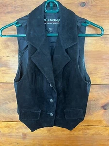 Wilsons Leather Sleeveless Vest Black Women's Small Genuine Biker VTG - Picture 1 of 12
