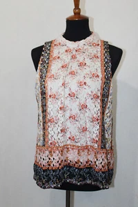 Love, Fire Sz XL Floral Open Lace Tank Top Sleeveless Lined Boho - Picture 1 of 6