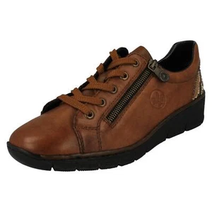 Scarpe stringate casual da donna Rieker '53702' in pelle marrone - Foto 1 di 18