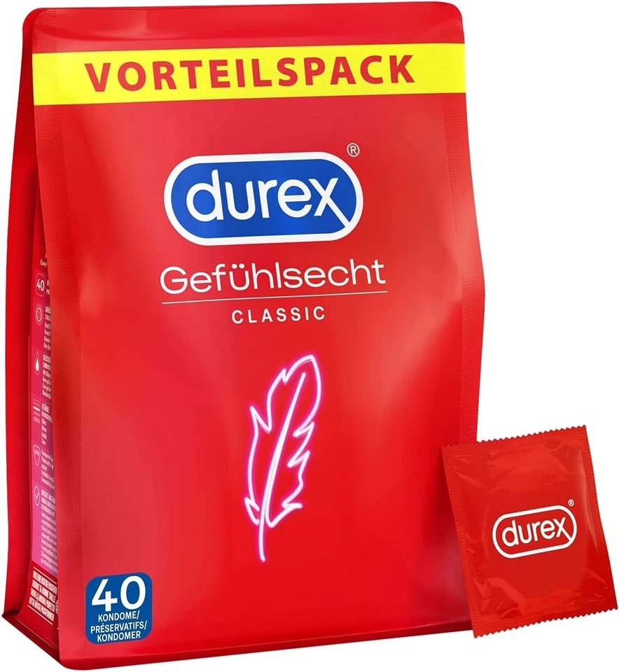 Durex Gefühlsecht Classic Kondome - Hauchzart & dünn - Großpackung, 1 x 40 St - Bild 1 von 1