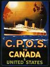 TRAVEL TRANSPORT SHIP LINER OCEAN SEA BOAT UK CANADA USA MAP GLOBE PRINT CC2214