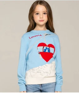Mc2 St. Barth Kids Wool Cashmere Blend Intarsia-Knit Crew Neck Sweater Sz 7-8 - Picture 1 of 16
