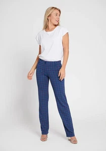 Betabrand Straight Classic Dress Pant Yoga Pant in Tomato Check 2XL Blue Red - Picture 1 of 9