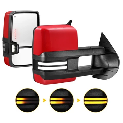 Red Towing Mirrors Switchback Signals For 2007-2013 Silverado Sierra 1500 2500HD - Image 1 of 4