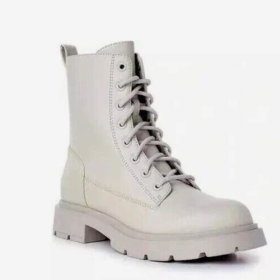 Bota de combate de caña alta para mujer crema con cordones cremallera talla 8 ancha/6/9/9 AMPLIA Foto 1 de 2