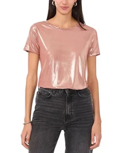 NWT Vince Camuto Women's Size XS Metallic Short-Sleeve Crewneck Top - Picture 1 of 9