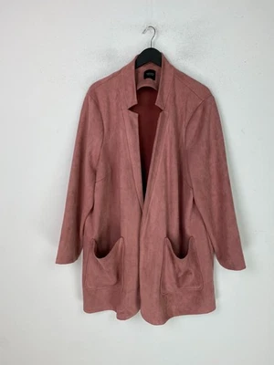 Abrigo JD Williams Rosa Liso Imitación Gamuza Relajado Bolsillos Frontales Abiertos Longline Reino Unido 26 Foto 1 de 4