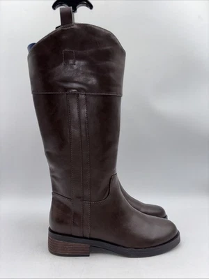 Crown Vintage FYAN Brown Faux Leather Round Toe Side Zip Boots Size 7.5 W - Image 1 of 4