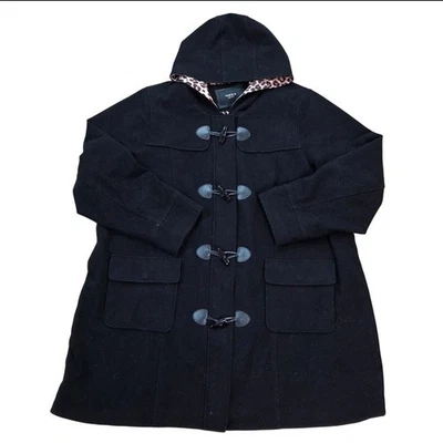 Abrigo Torrid First At Fit con cremallera negro para mujer 5 forro de leopardo  Foto 1 de 4