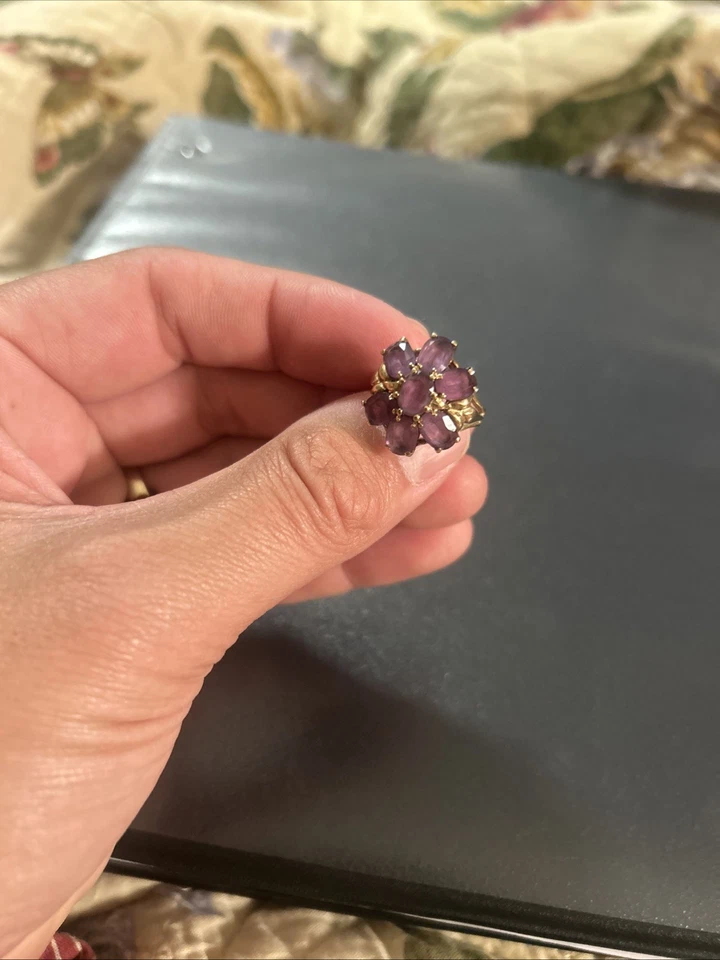 Антикварный женский аметист желтое золото 10 карат - Изображение 1 из 4