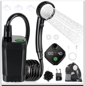  Portable Camping Shower with Heater, Long-Lasting 6000mAh Rechargeable  - Picture 1 of 12