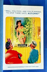 Saucy Bamforth Comic Postcard 1962 Nude Artist Model Artwork Spring AUTUMN - Picture 1 of 2
