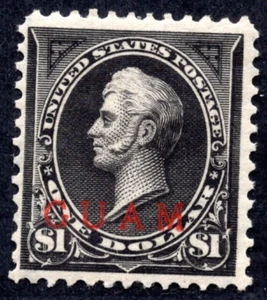 US GUAM 1899 SCOTT #12 $1.00 BLACK MINT HINGED MARGINS CLEAR OF DESIGN SEE SCANS - Picture 1 of 2