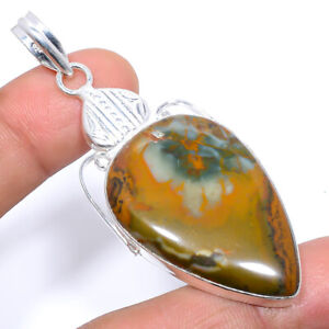 Pink Lace Agate & White Topaz 925 Sterling Silver Jewelry Pendant 3.0" T8616