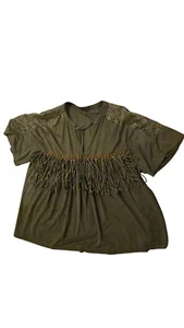 Fringe Brown Suede Feel Large Cowgirl Country Honky Tonk Nashville Festival - Picture 1 of 6
