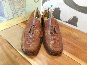 Nunn Bush Brown Leather Basket Weave Tassel Loafers Men's 10M #85543 Brazil - Picture 1 of 11