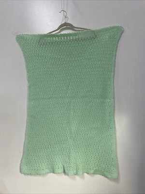 "Manta bebé ganchillo verde claro hecha a mano 44"" X 32""" Foto 1 de 4