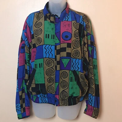 Tail Colorful Geometric Print Jacket Women M Vintage 90s - Image 1 of 3