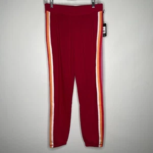 PJ Salvage Love Stripe Raspberry Red Ultra Soft Fleece Jogger Pants Size S - Picture 1 of 6